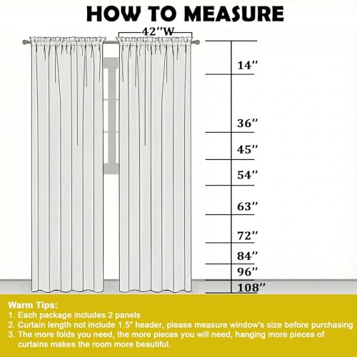LIVEKID White Sheer Curtains - 84-Inch Long Rod Pocket Voile Drapes (2 Panels)