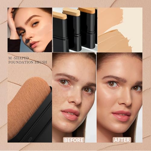 Phanund 2-in-1 Dual-Ended Foundation & Concealer Stick with Brush 05 Deep Wheat