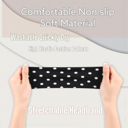 Polka Dot Headbands for Women 3-Pack Stretchy Non-Slip Hair Bands
