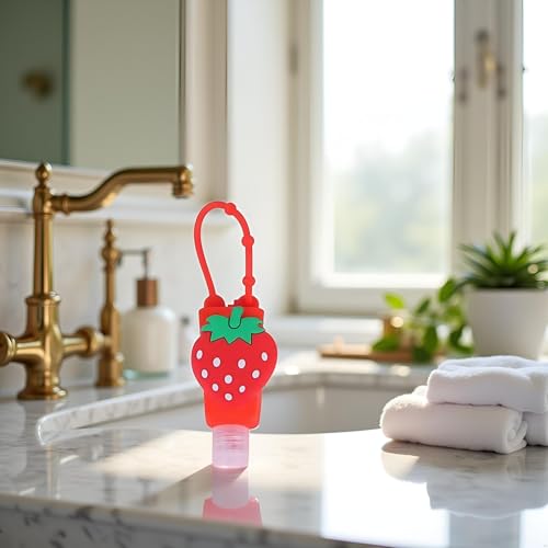 WaigN Strawberry Travel Bottle Refillable Hand Sanitizer Dispenser with Keychain