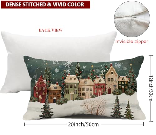Winter Christmas Pillow Cover 12x20 Inch Decor for Holiday & Farmhouse