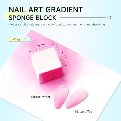 AIJIMEI 100Pcs Nail Sponges for Ombre with Grabbing Pen Manicure Tool Kit