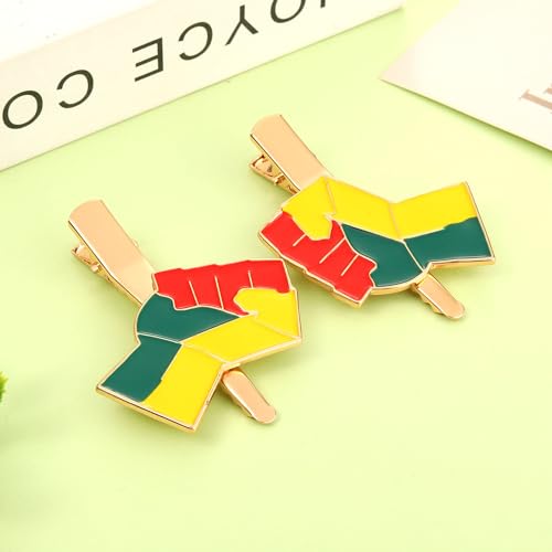 PHALIN Juneteenth Hair Clips African Map Power Fist Hair Barrettes