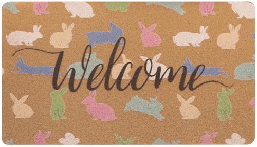 Easter Bunnies Welcome Doormat - Non-Slip Coir 17x29"