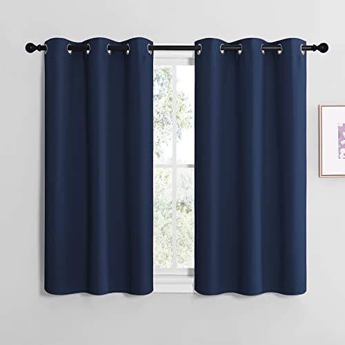 NICETOWN Navy Blackout Curtains 34"W x 36"L, Thermal Insulated Grommet Drapes