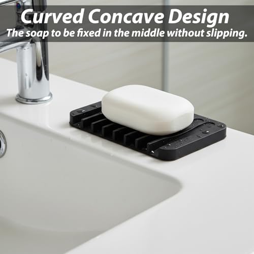 Silicone Self-Draining Soap Dish Holder for Shower and Kitchen (3 Pack)
