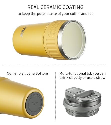 Insulated Coffee Mug with Ceramic Coating 21oz Travel Tumbler Yellow