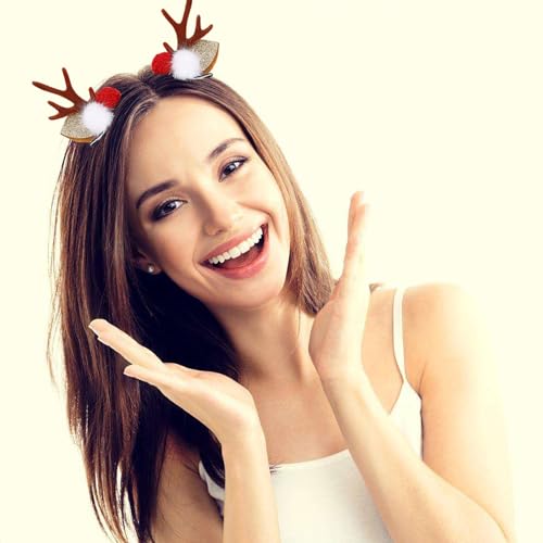Christmas Reindeer Antlers Hair Clips 2 Pairs Deer Ears Barrettes