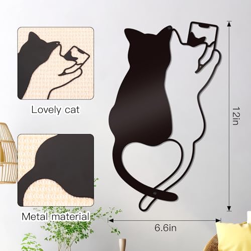 Black Metal Cat Wall Art - Cute Kittens Home Decor