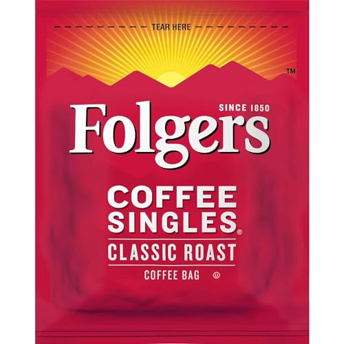 Folgers Classic Roast Medium Roast Coffee Singles Pack of 12 (228 Bags)