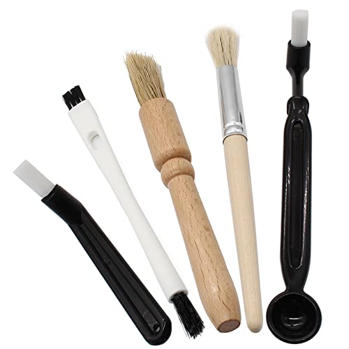 Coffee Cleaning Brush Set - 5 Pack Wood & Nylon Brushes