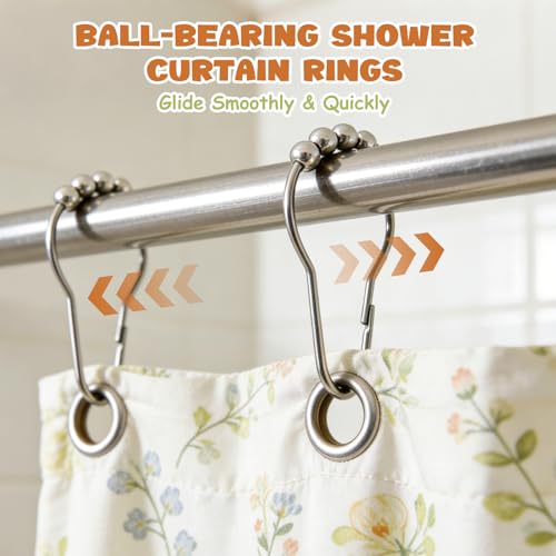 Rust-Proof Stainless Steel Shower Curtain Hooks - 12 Pack