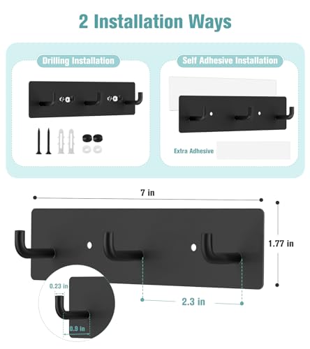 Black Key Holder Wall Mount with 3 Hooks – RELBRO