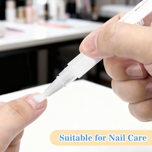 RAQEHO Empty Cuticle Oil Pens 5-Pack 3ml - Transparent Twist Applicators with Brush Tip for Nail Care and Cosmetics