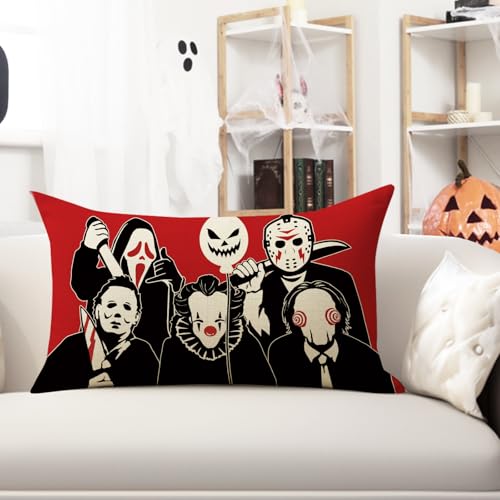 Halloween Horror Movie Characters Decorative Pillow Cover - 20" x 12"