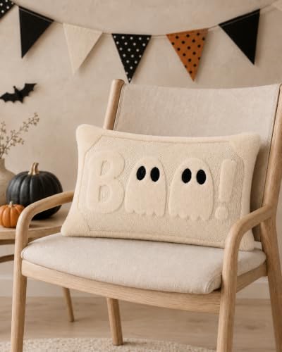 Faux Rabbit Fur Halloween Pillow Covers - Vintage Ghost Designs