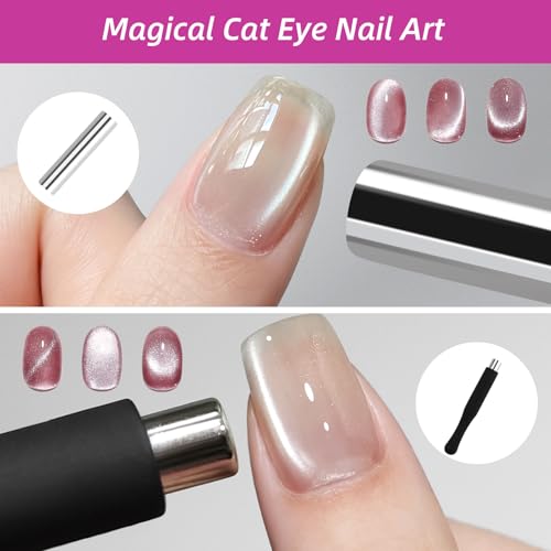Sopoloray 5Pcs Cat Eye Nail Magnet Set for Gel Polish Art