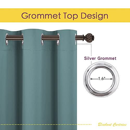 NICETOWN Greyish Blue Blackout Curtains, 42"x80" (Pack of 2) - Noise Reducing, Thermal Insulated