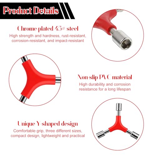 4 Pcs 3 Way Socket Wrench Bicycle Hex Wrench Tool Y-Shaped Bike Repair Tools Outer Spanners 4/5/6mm Y-Type 8/9/10mm Bicycle Cycling Repair Hardware Multitool Kit