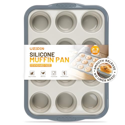 Non-Stick Silicone Muffin Pan - 12-Cup BPA-Free Baking Tray