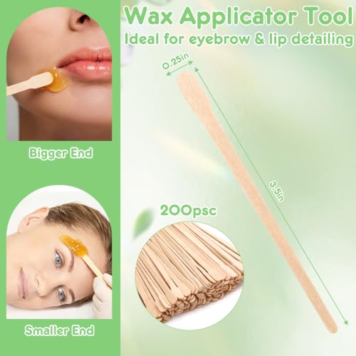 Wooden Waxing Applicator Sticks 200PCS - Small Facial Hair Removal Spatulas