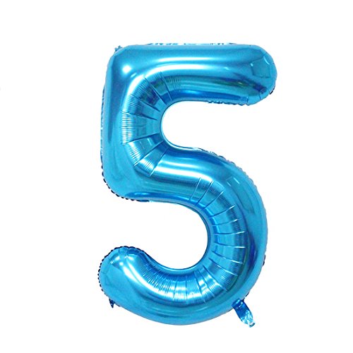 Jumbo 40 Inch Blue Number 5 Foil Balloon Helium Party Decoration