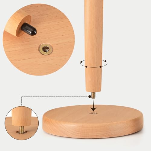 Large Wooden Paper Towel Holder Beechwood Kitchen Dispenser with Anti-Skid Base