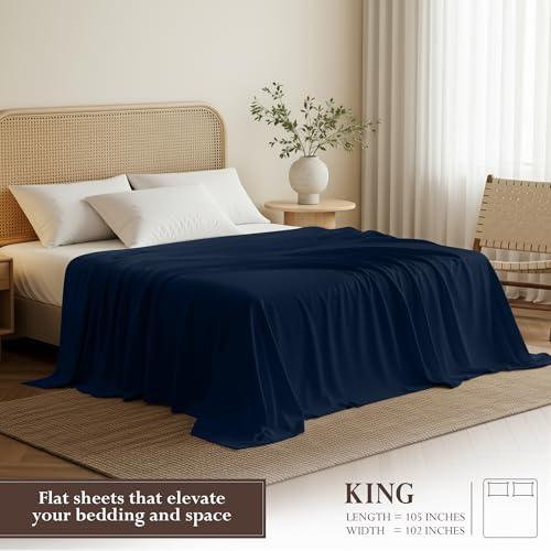 Utopia Bedding King Size Flat Sheet, Ultra Soft Brushed Microfiber, Navy