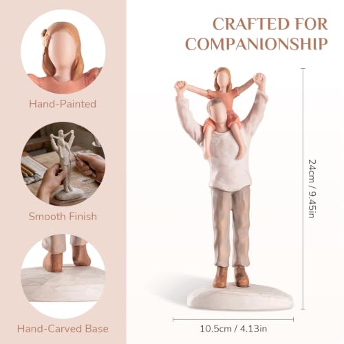 Father Daughter Figurine Shoulder Ride Gift for Dad from Daughter, Hand-Painted Resin Memorial
