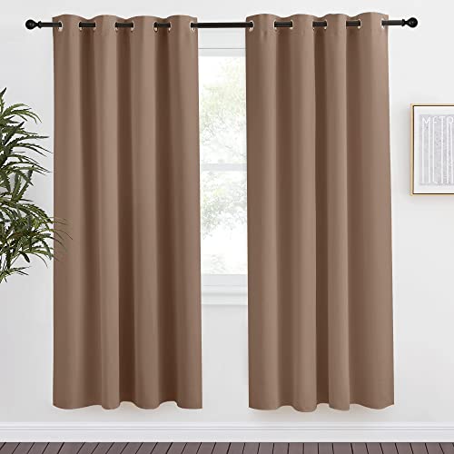 NICETOWN Blackout Curtain Panel - Cappuccino, 55"W x 78"L, Thermal Insulated