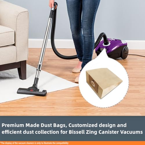 Replacement Dust Bags for Bissell Zing & PowerForce Canister, 6-Pack