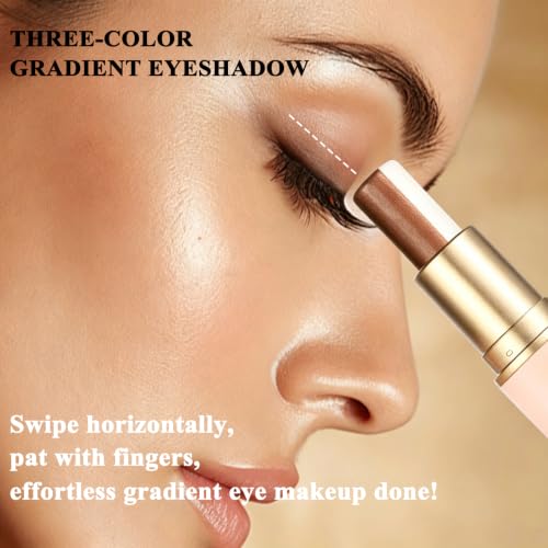 TEEROVA Glitter Eyeshadow Stick - Three-Tone Shimmer Gradient Eye Shadow Pen 02#