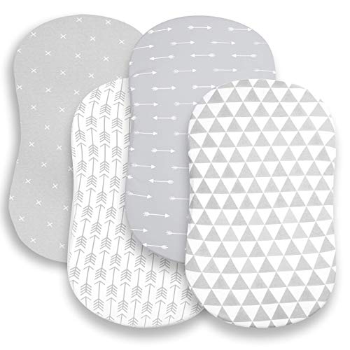 BaeBae Goods Bassinet Fitted Sheets - 4 Pack Soft Jersey Knit Bedding