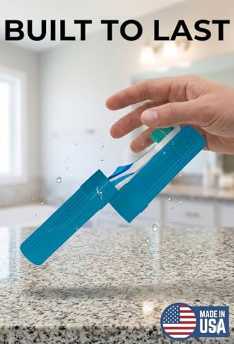 American Comb Blue Toothbrush Holder with Ventilation Holes - Made in USA, Travel & Bathroom Accessory