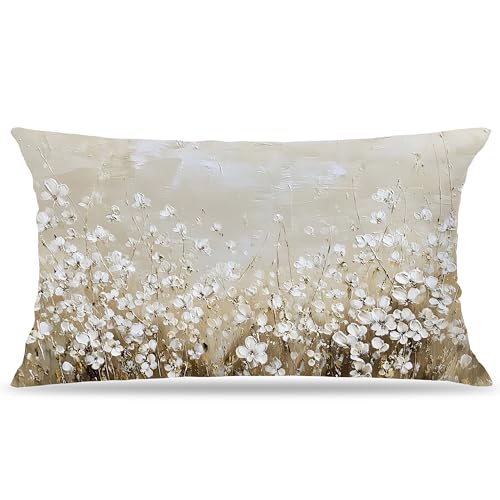 Rustic Floral Pillow Cover 20x12 - Double-Sided Soft Flannelette