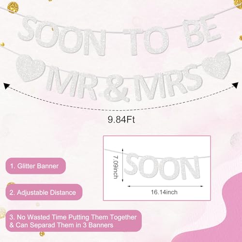 Pre-Strung Mr & Mrs Glitter Banner - Engagement & Bridal Shower Decor