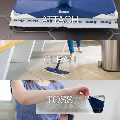 Bona Disposable Wet Cleaning Pads for Hard-Surface Floors - Lemon Mint, 12 Count