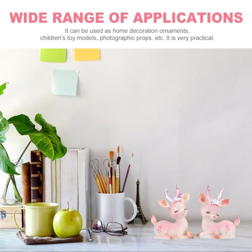 2 Pack Cute Deer Christmas Resin Reindeer Table Ornaments for Home Office Car Decor
