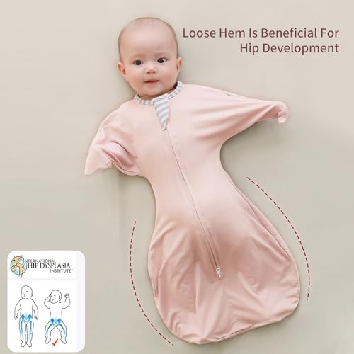 Insular Baby Swaddle Sleep Sack with 2-Way Zipper, 0-3 Month, Pink
