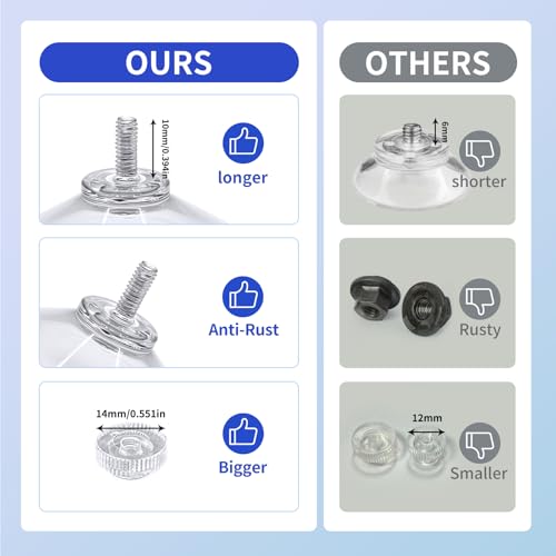 12 Pack Clear Suction Cups 40mm | No Drill Holders for Smooth Surfaces
