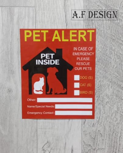 2 Pack Pet Alert Stickers - Waterproof Vinyl Emergency Signs