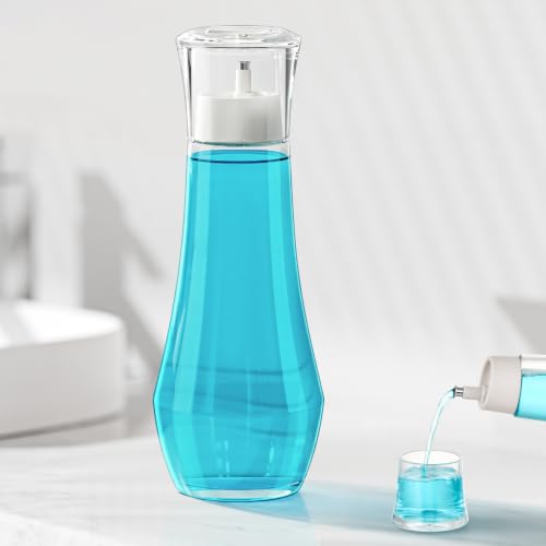 VITVITI Glass Mouthwash Dispenser with Lid - 8.8 oz Clear Bottle