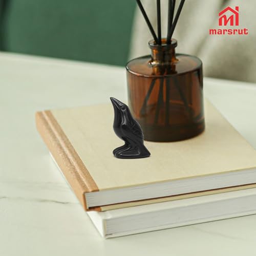 Natural Black Obsidian Raven Statue, 2-Inch Hand-Carved Crow Figurine