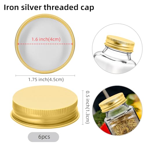 6 Pcs Iron Jar Lids for 4oz & 6oz Spice Jars - Airtight Seal