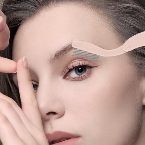 MSQ Folding Eyelash Separator Tool - Stainless Steel Lash Comb in Khaki