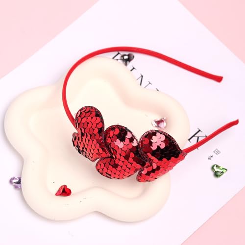 ZEYER Valentine's Day Glitter Heart Headband Red Sequin Hair Band