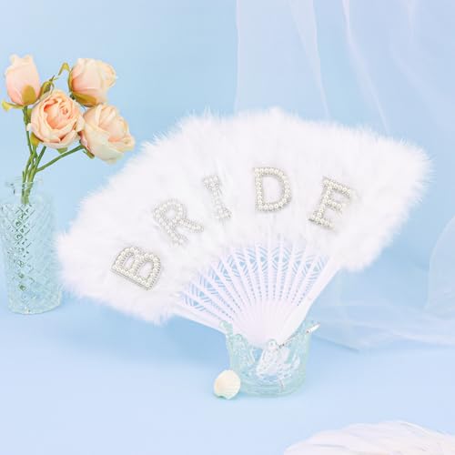 Chanaco Bride to Be Feather Hand Fan for Bachelorette Party Decorations