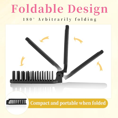 Foldable Travel Hair Brush with Built-in Mirror Compact Pocket Comb
