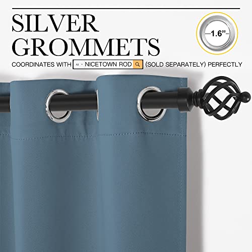 NICETOWN Smoky Blue Blackout Curtains 55"W x 86"L - Thermal Insulated Drapes (2 Panels)