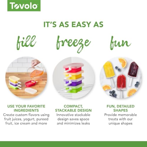 Tovolo Stackable Silicone Popsicle Molds with Drip Guards - 4 Pack